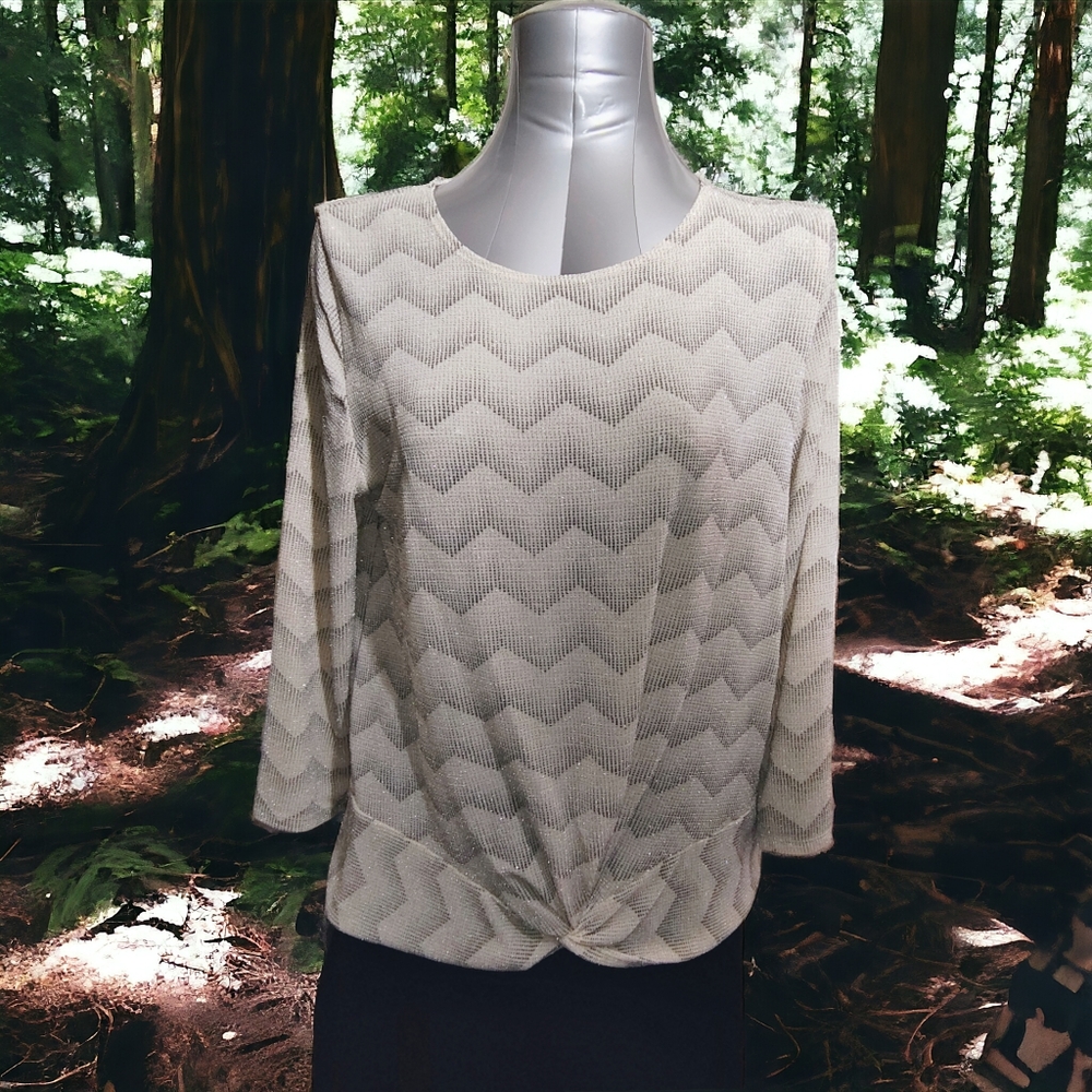 LAVISH | ✨ Silver Sparkle Zig-Zag Print Blouse | EUC ✨ size L